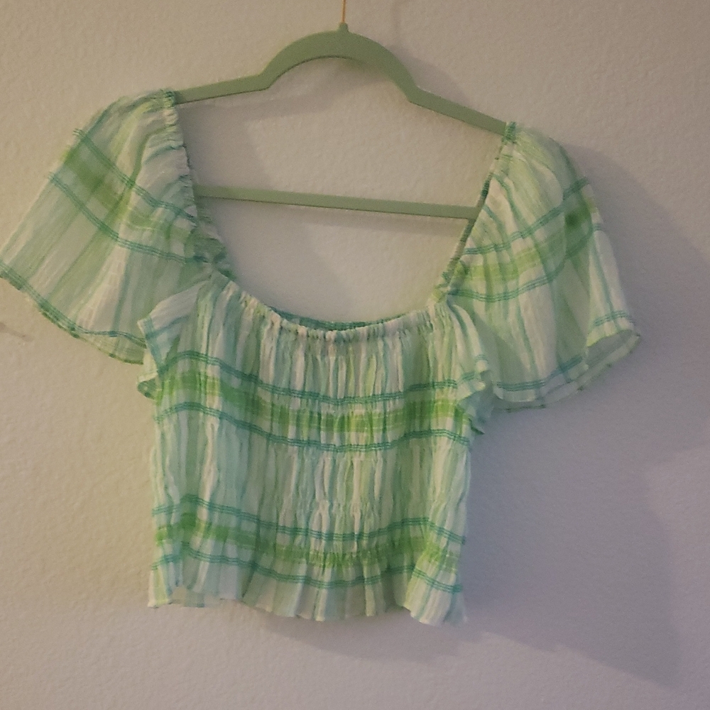Zara Green Plaid Crop Top